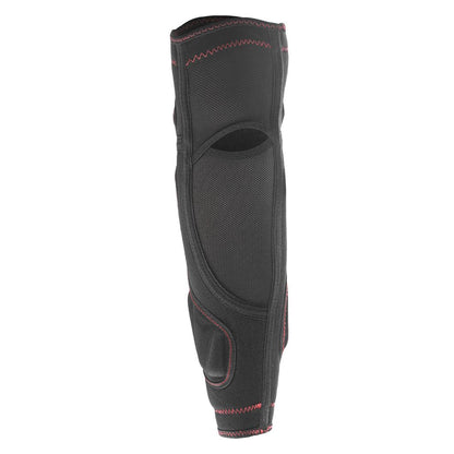 Black protective elbow pad with red stitching back view