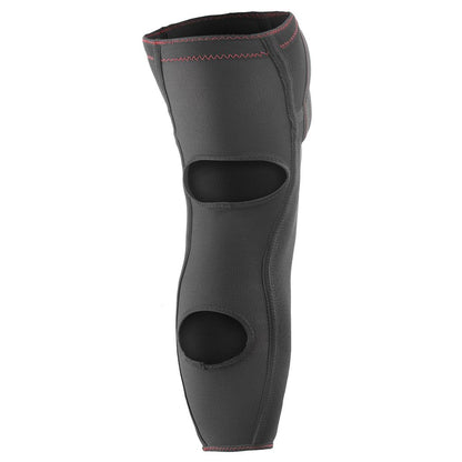Black knee pad with red stitching, back view