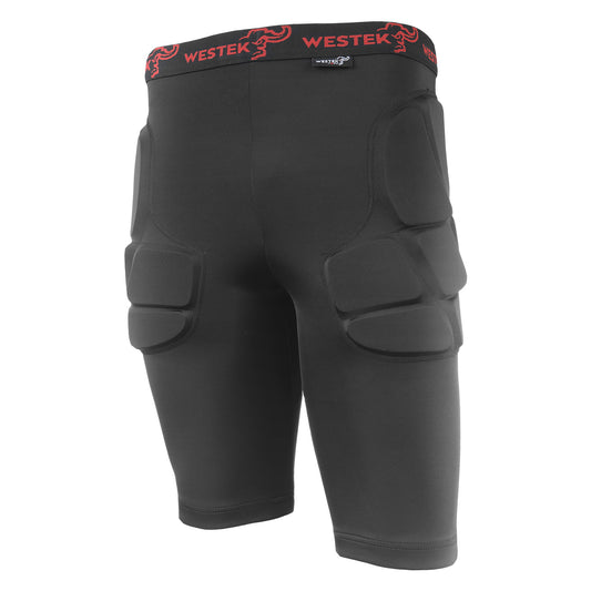 Black protective shorts with Westek branding